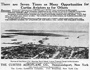 Curtiss Aeroplane Co advertisement.